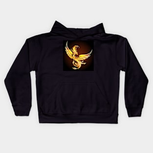 Fire burning Phoenix Bird Kids Hoodie